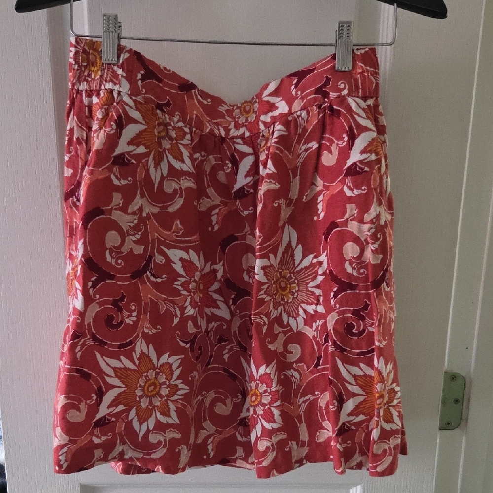 LOFT Red Floral Mini Skirt